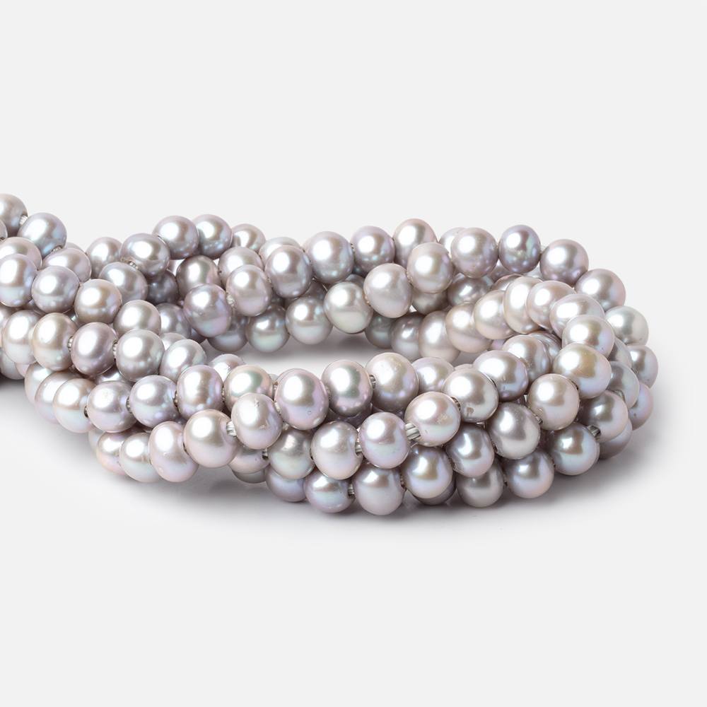 9-10mm Pinkish Silver Large Hole Off Round Freshwater Pearls 15 inches 51 Beads