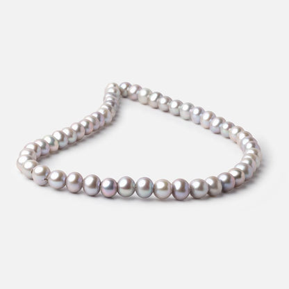 9-10mm Pinkish Silver Large Hole Off Round Freshwater Pearls 15 inches 51 Beads