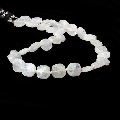 9-10mm Rainbow Moonstone faceted pillow beads 13.5 inch 30 pieces