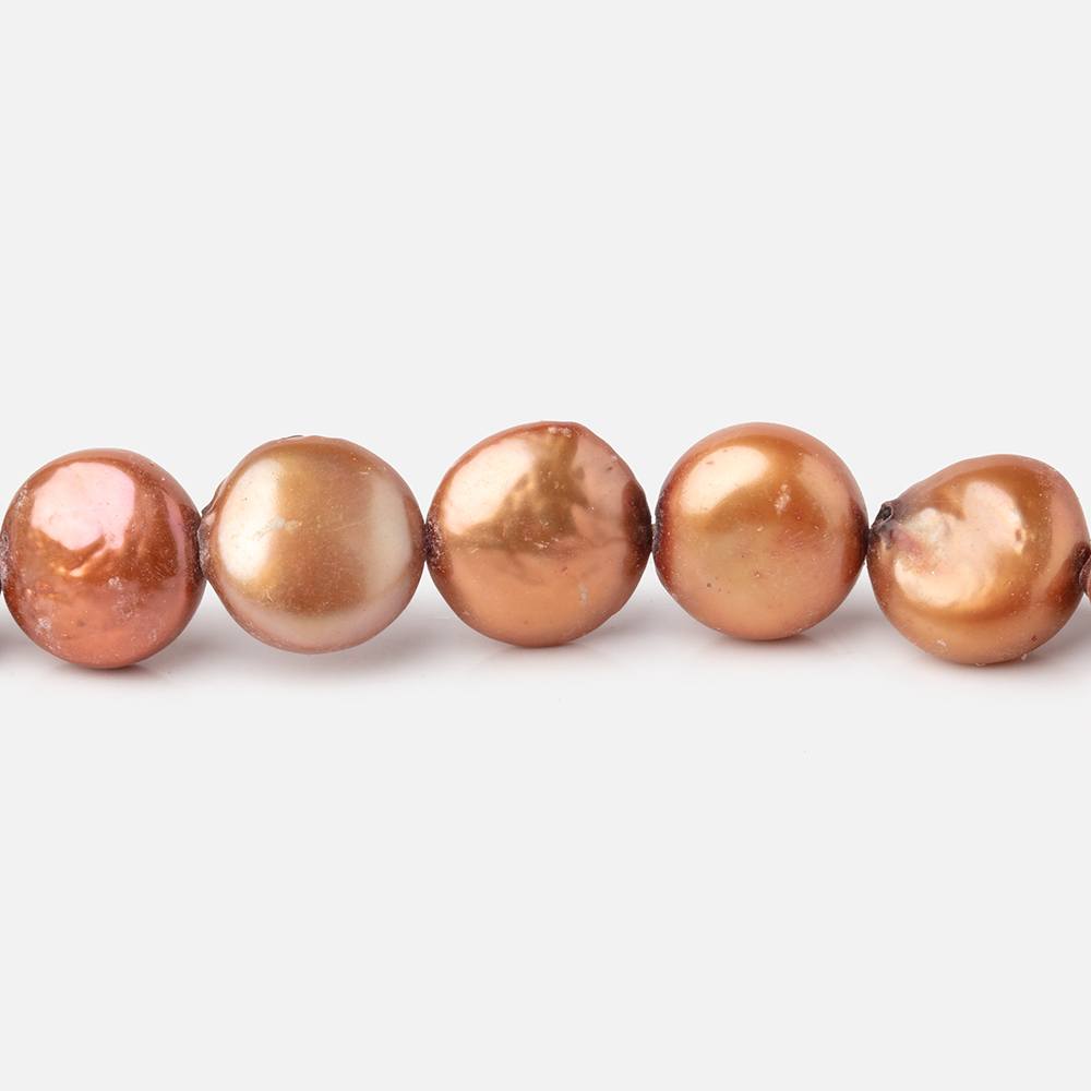 9-10mm Rustic Orange Coin Freshwater Pearls 16 inch 36 pieces