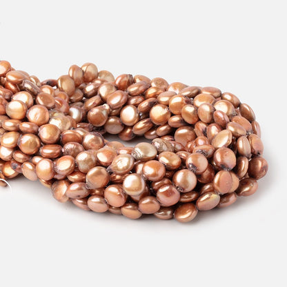 9-10mm Rustic Orange Coin Freshwater Pearls 16 inch 36 pieces