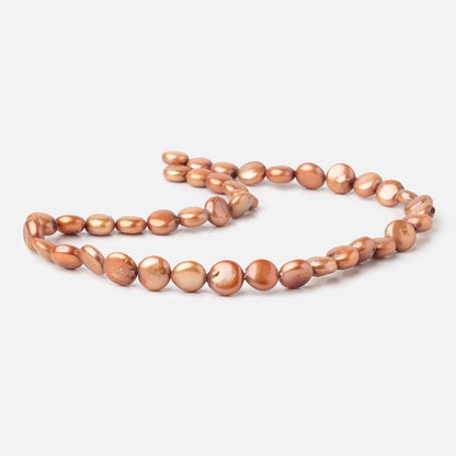 9-10mm Rustic Orange Coin Freshwater Pearls 16 inch 36 pieces