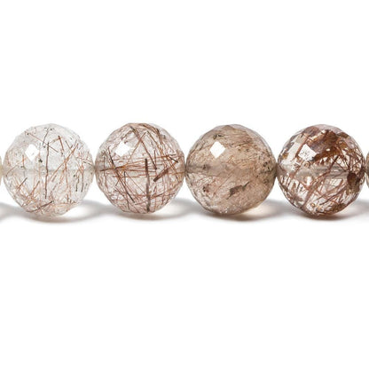 9-10mm Rutilated Quartz Faceted Rounds 16 inches 43 Beads