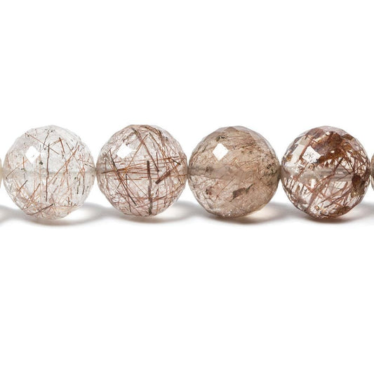 9-10mm Rutilated Quartz Faceted Rounds 16 inches 43 Beads