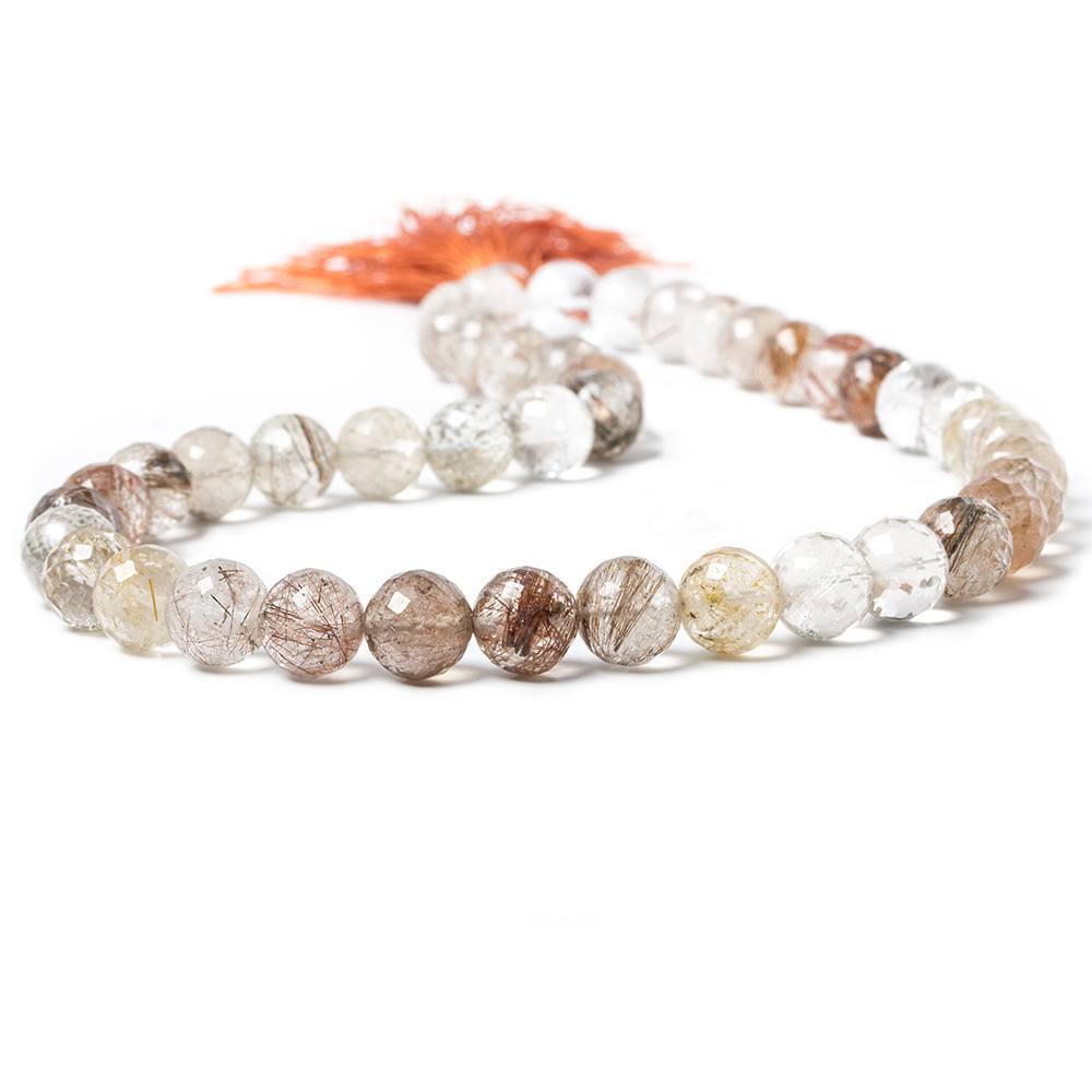 9-10mm Rutilated Quartz Faceted Rounds 16 inches 43 Beads