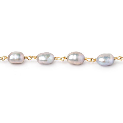 9-10mm Silver Baroque Pearls on Vermeil Chain