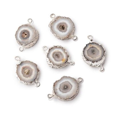 9-10mm Silver Leafed Solar Quartz Slice Connector 1 focal