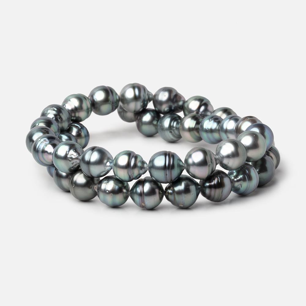 9-10mm Silver Tahitian Saltwater Pearl Beads 16 inch 40 pieces A