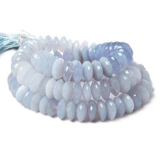 9-10mm Turkish Blue Chalcedony German Faceted Rondelles 16 in. 95 beads
