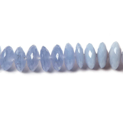9-10mm Turkish Blue Chalcedony German Faceted Rondelles 16 in. 95 beads