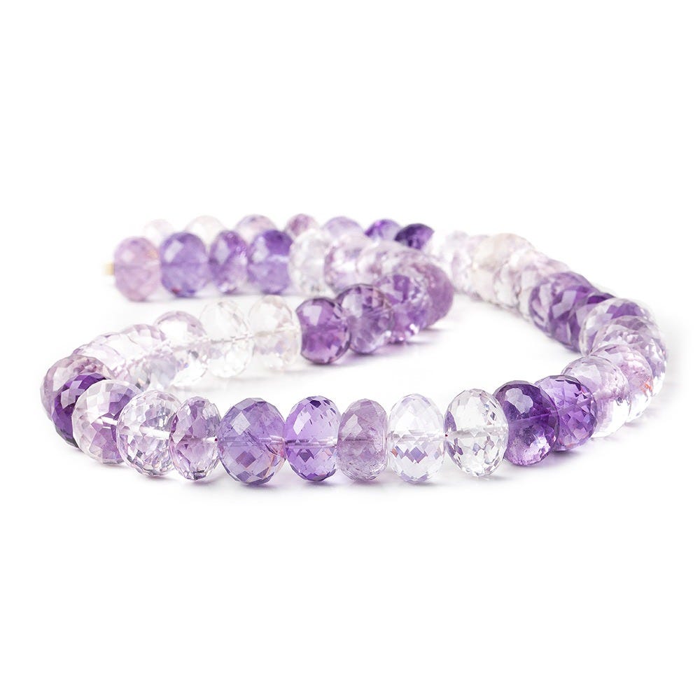 9-11mm Amethyst and Pink Amethyst Faceted Rondelle Beads 15 inch 51 pieces