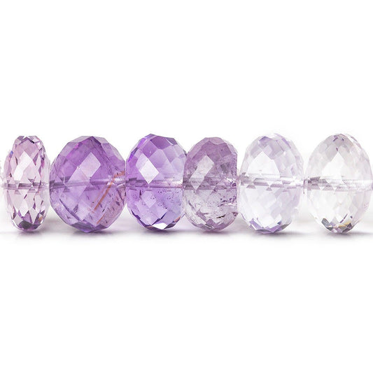 9-11mm Amethyst and Pink Amethyst Faceted Rondelle Beads 15 inch 51 pieces