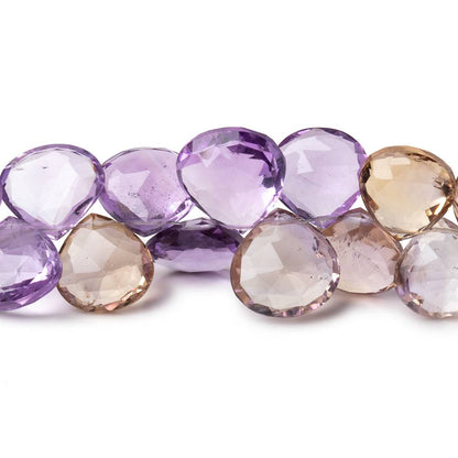 9-11mm Ametrine Faceted Heart Beads 8 inch 46 pieces