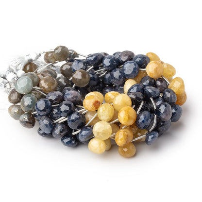 9-11mm Blue and Fancy Sapphire faceted Candy Kiss Beads 8 inch 16 pieces