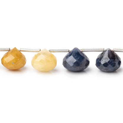 9-11mm Blue and Fancy Sapphire faceted Candy Kiss Beads 8 inch 16 pieces