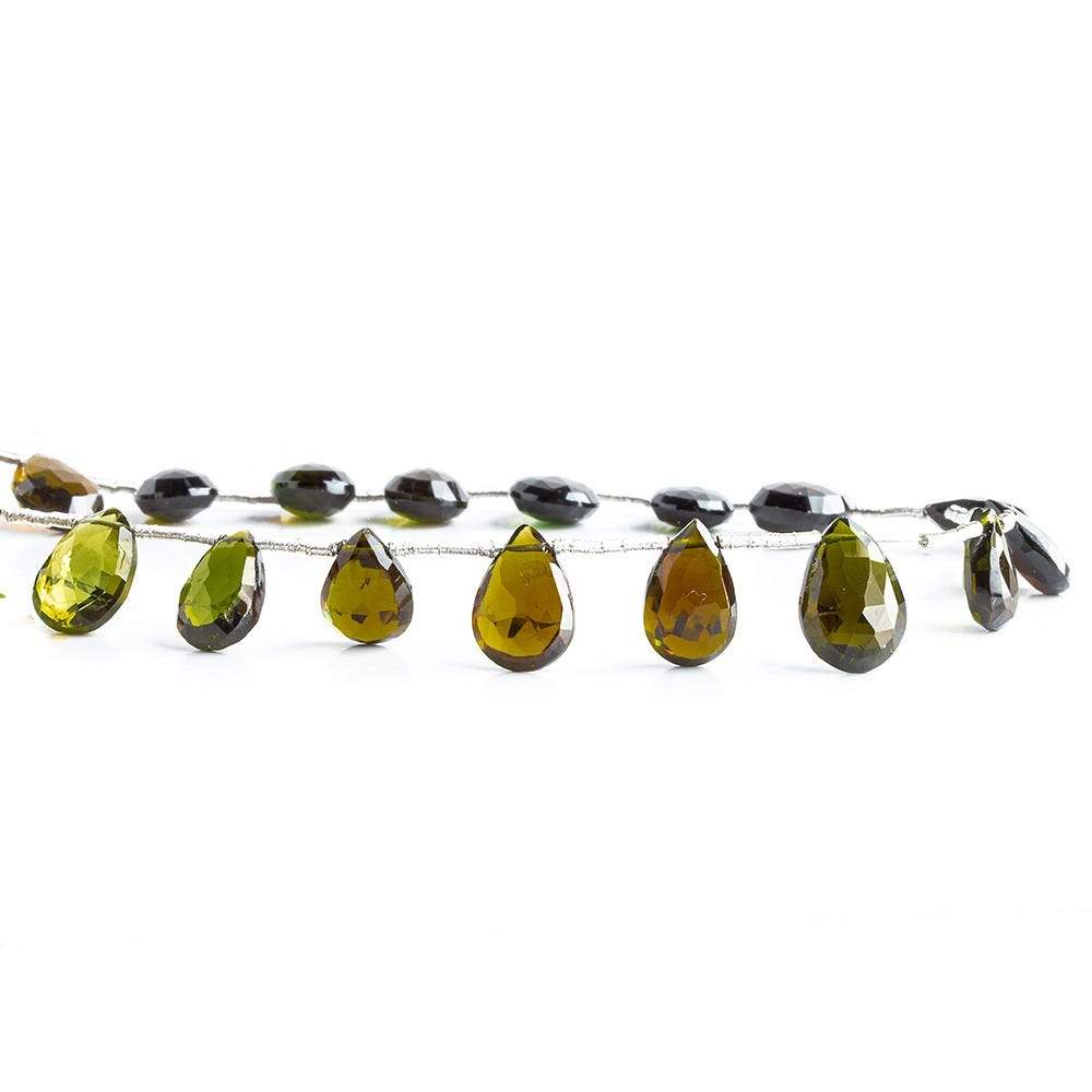 9x6-11x8mm Multi Color Tourmaline Faceted Pear Beads 8 inch 19 pieces
