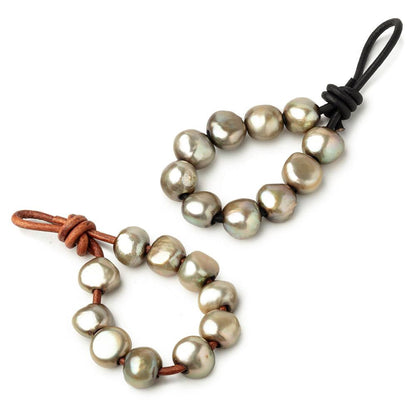 9-11mm Celadon Green Large Hole Baroque Pearls Set of 10