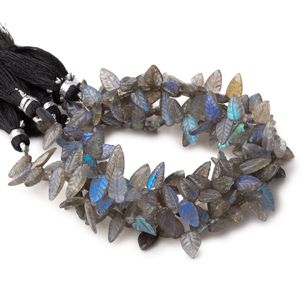 9-11mm Labradorite Carved Leaf Beads 8 inch 48 pieces AA