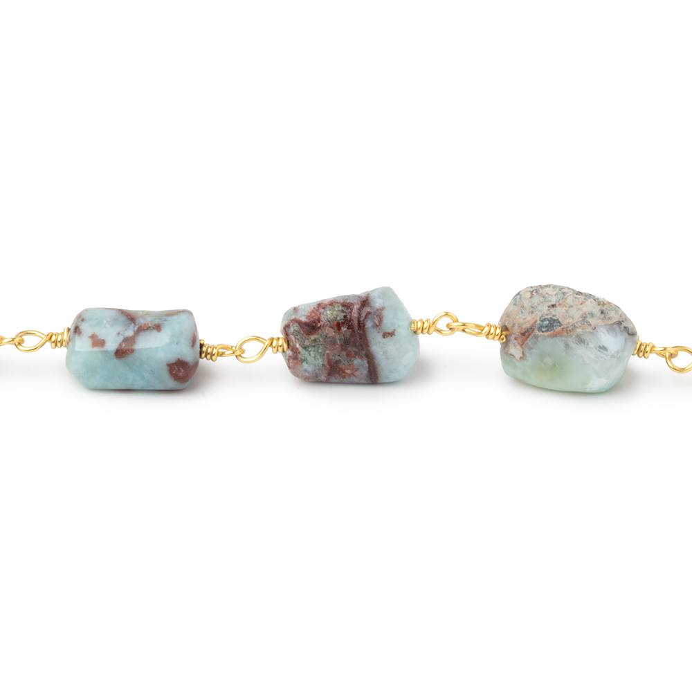 9-11mm Larimar Plain Nuggets on Gold Plated Chain