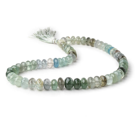 9-11mm Moss Aquamarine faceted rondelle Beads 15 inch 63 pieces