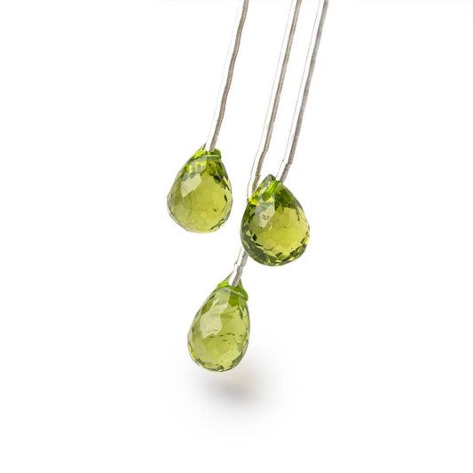 9-11mm Peridot Faceted Tear Drop Focals Set of 3 Beads