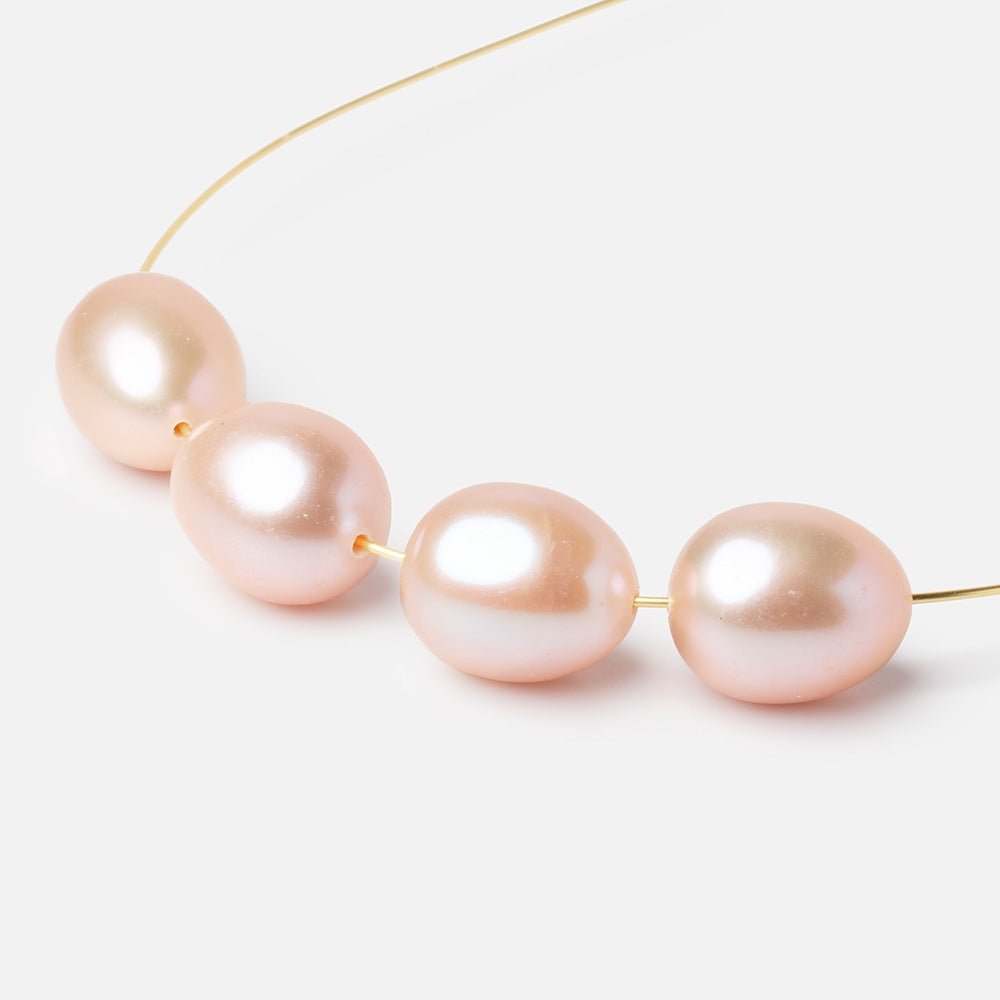 9-11mm Petal Pink Oval Freshwater Pearl Set of 4 Beads