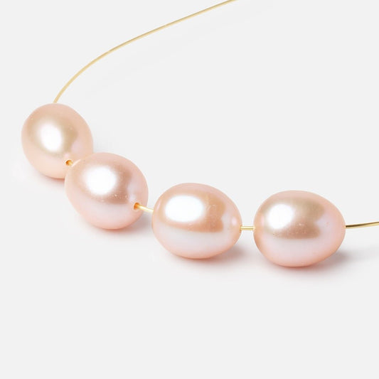 9-11mm Petal Pink Oval Freshwater Pearl Set of 4 Beads