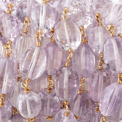 9-11mm Pink Amethyst Faceted Oval Beads on Vermeil Chain