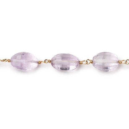 9-11mm Pink Amethyst Faceted Oval Beads on Vermeil Chain