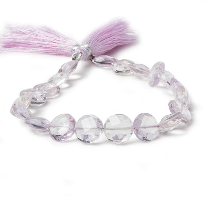 9-11mm Pink Amethyst Side Drilled Faceted Coin Beads 8 inch 20 pieces