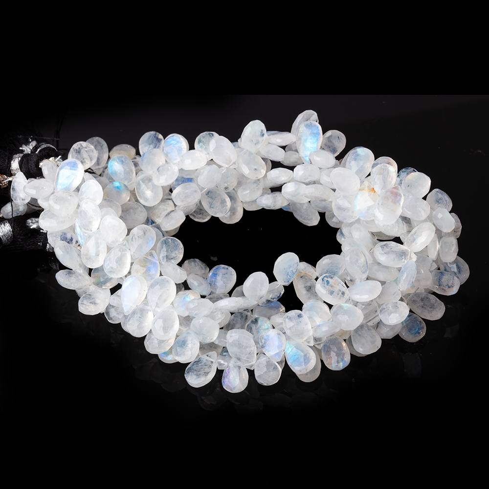 9-11mm Rainbow Moonstone Faceted Pear Beads 9 inch 70 pieces