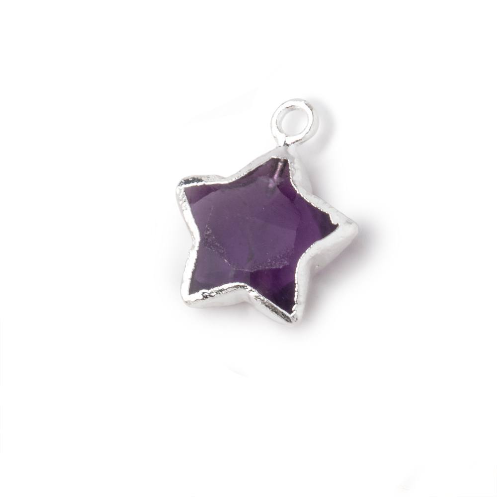 9-11mm Silver Leafed Amethyst Faceted Star Focal Pendant 1 piece
