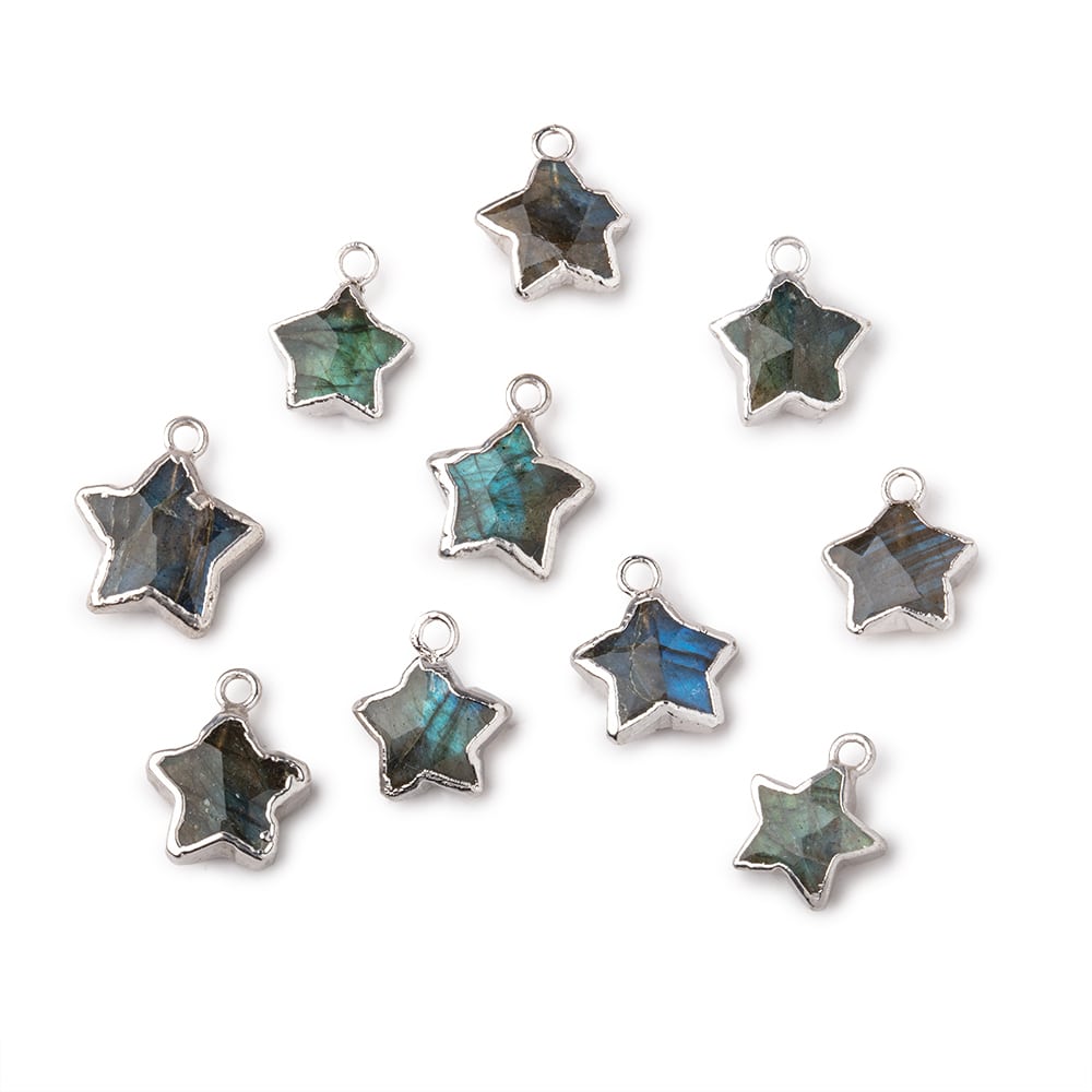 9-11mm Silver Leafed Labradorite Faceted Star Focal Pendant 1 piece
