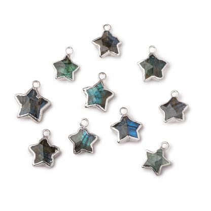 9-11mm Silver Leafed Labradorite Faceted Star Focal Pendant 1 piece