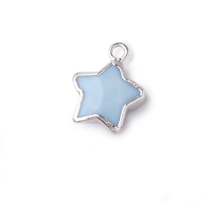 9-11mm Silver Leafed Owyhee Blue Opal Faceted Star Focal Pendant 1 piece