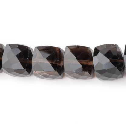 9-11mm Smoky Quartz Faceted Cube Beads 8 inch 21 pieces