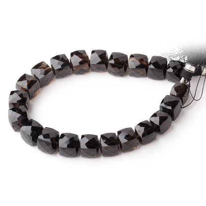 9-11mm Smoky Quartz Faceted Cube Beads 8 inch 21 pieces