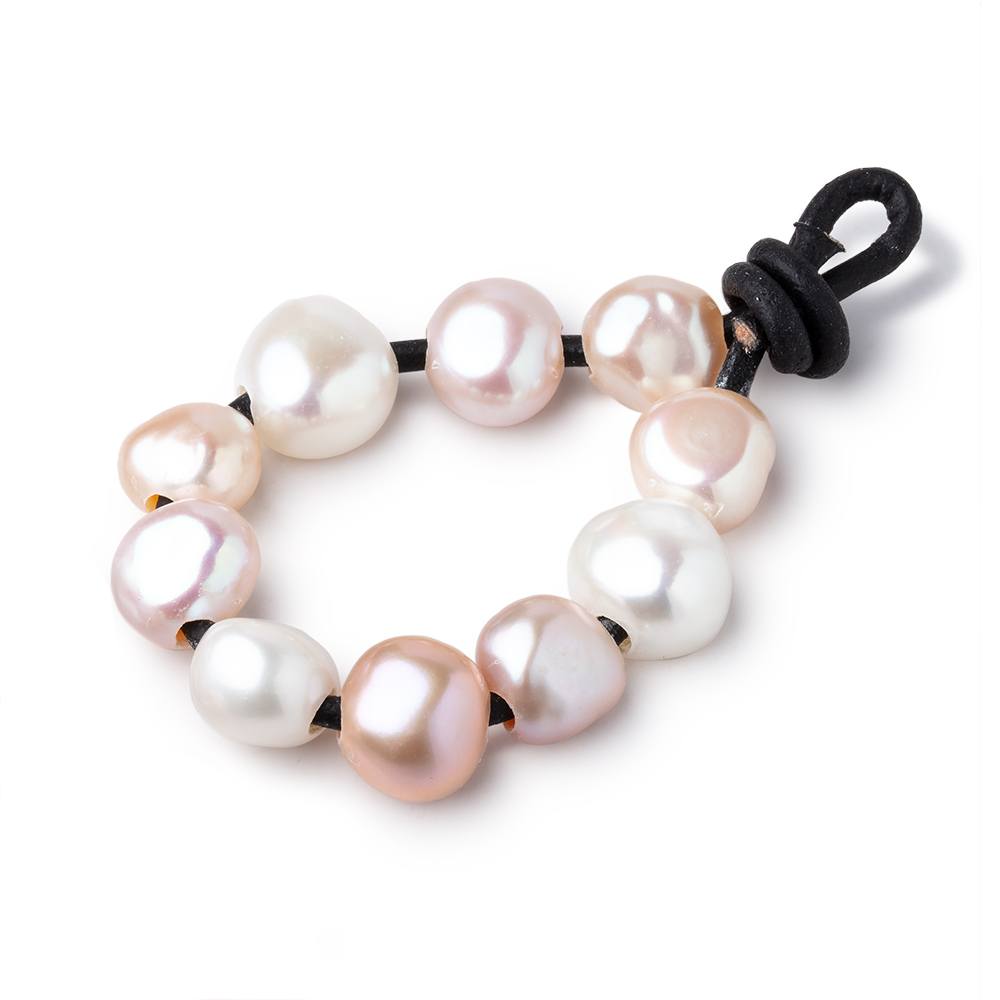 9-11mm Tri-Color Baroque Large Hole Baroque Pearls Set of 10