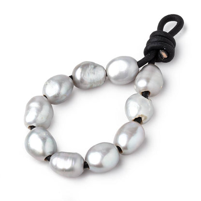 9-11mm True Silver Large Hole Baroque Pearls Set of 10