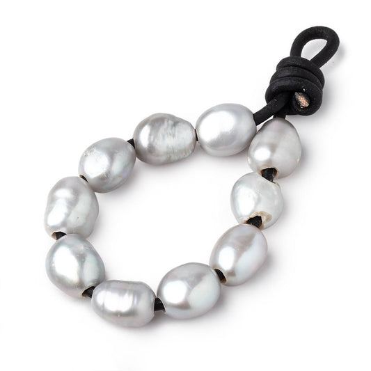9-11mm True Silver Large Hole Baroque Pearls Set of 10