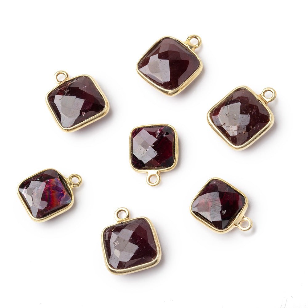 9-11mm Vermeil Bezel Faceted Cushion Pendant 1 piece