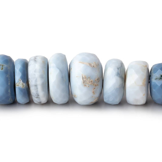 9-12.5mm Owyhee Denim Blue Opal Faceted Rondelle Beads 14 inch 66 pieces