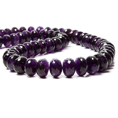 9-12mm Amethyst faceted rondelle Beads 16 inch 57 pieces AAA Grade