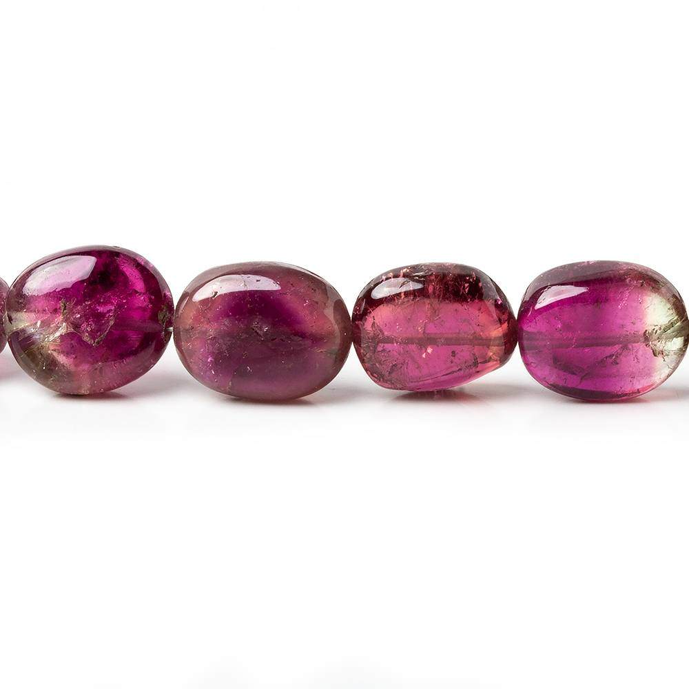 9-12mm Bi-color and Rubelite Tourmaline Plain Nugget Beads 9 inch 26 pcs
