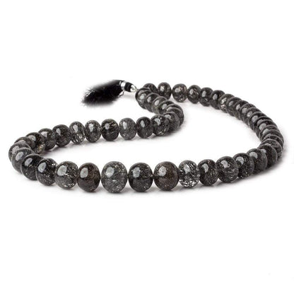 9-12mm Black Tourmalinated Quartz Plain Rondelles 16 inch 51 pieces