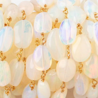 9-12mm Ethiopian Opal Plain Nuggets on Vermeil Chain