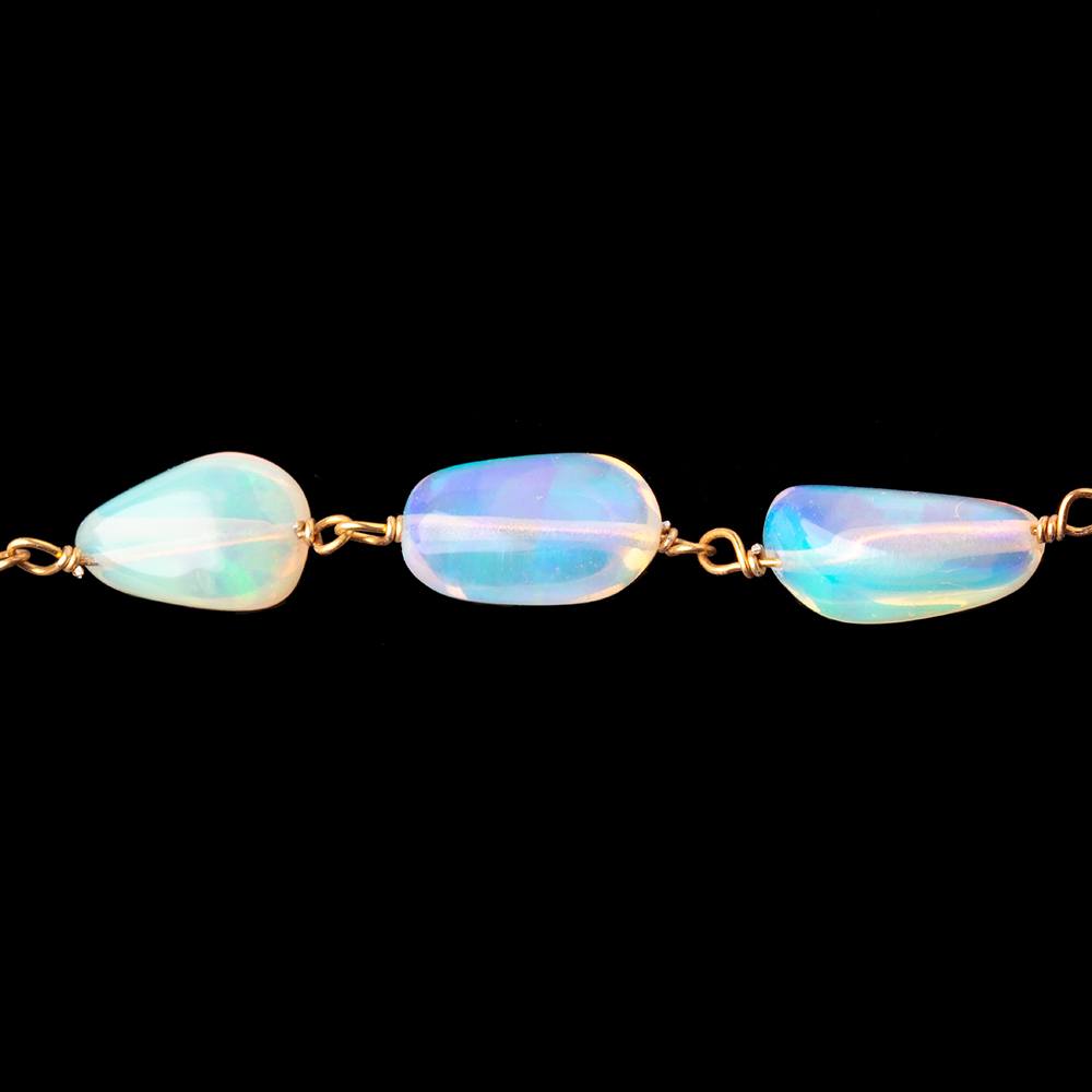9-12mm Ethiopian Opal Plain Nuggets on Vermeil Chain