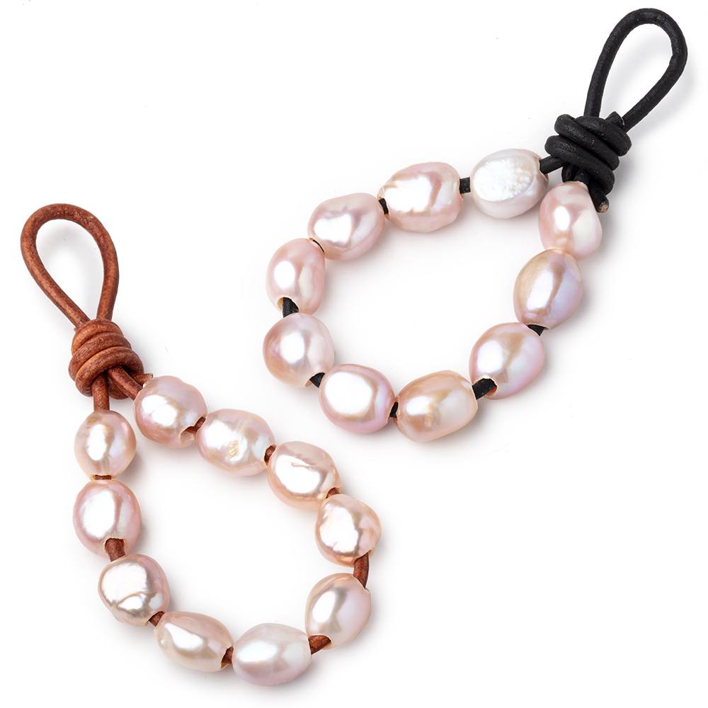 9-12mm Iced Tri Color Large Hole Baroque Pearls Set of 11