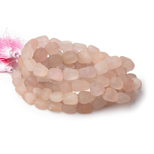 9-12mm Matte Morganite Plain Nugget Beads 16 inch 36 pieces