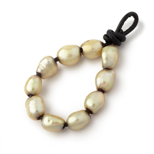 9-12mm Sage Green Large Hole Baroque Pearls Set of 10